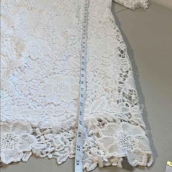SANDRA DARREN EMBROIDERED LACE Crochet SHEATH DRESS size 12 white - Picture 9 of 13